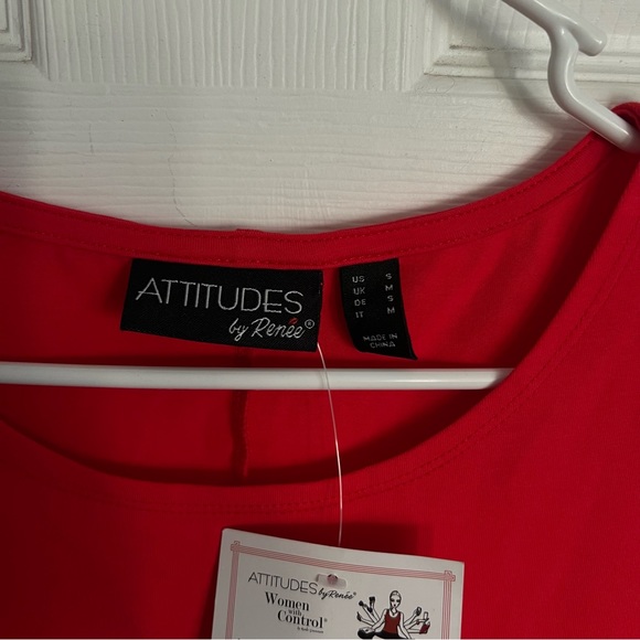 Attitudes by Renee | Red Jersey  A-Line Dress - Picture 6 of 7